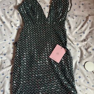 Hello Molly Black and Silver Sequin Bodycon Dress